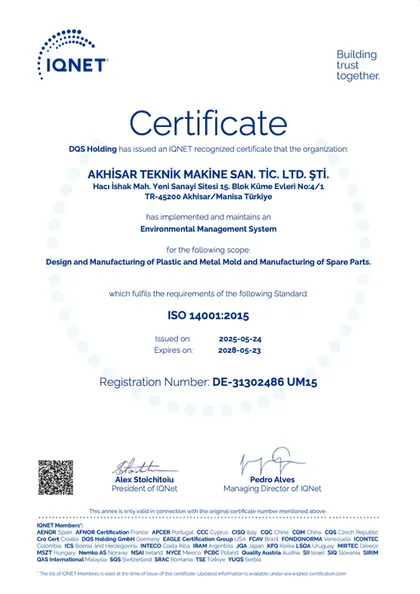 ISO 14001:2015 sertifikası — Çevre Yönetim Sistemi · DQS / IQNET