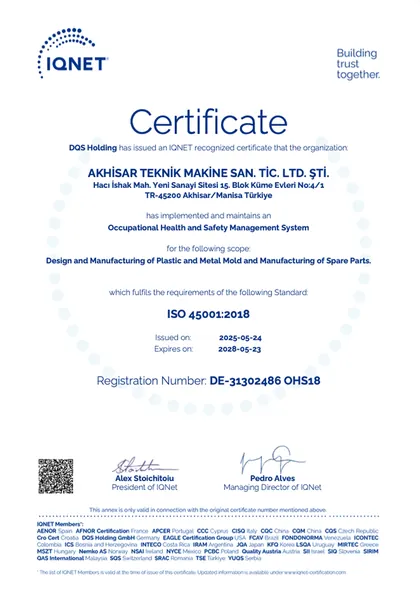 ISO 45001:2018 sertifikası — İş Sağlığı ve Güvenliği · DQS / IQNET