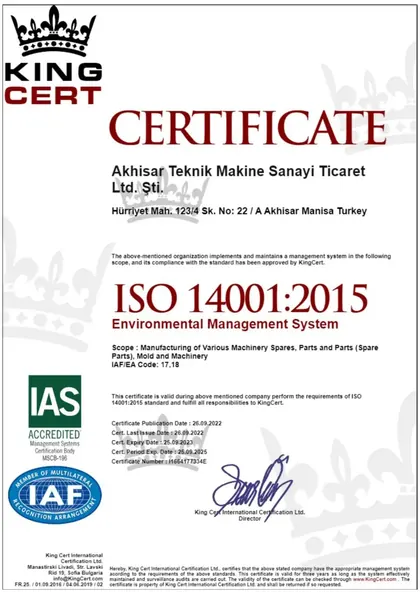 ISO 14001:2015 sertifikası — Environmental Management System · KingCert (EN)