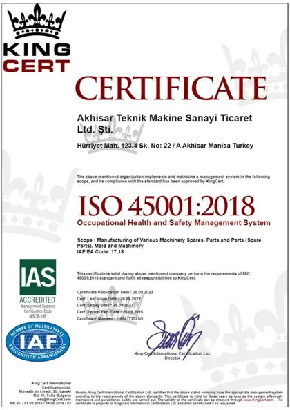 ISO 45001:2018 sertifikası — Occupational Health and Safety · KingCert (EN)